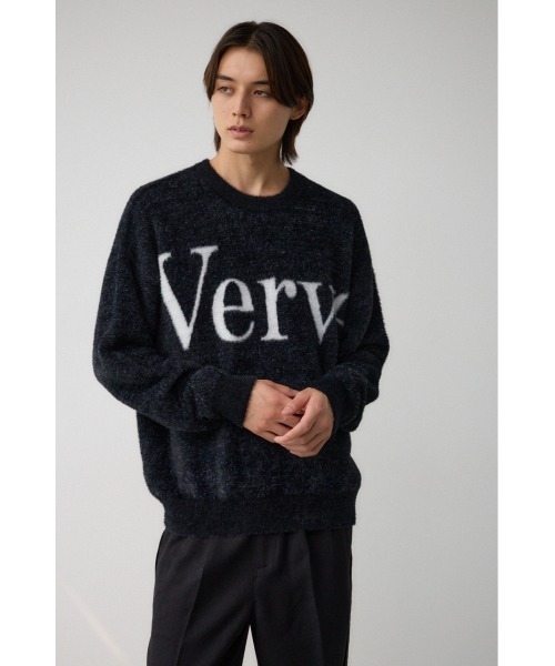 AZUL by moussy(アズールバイマウジー)の「シャギージャガードロゴニット(Tシャツ/カットソー・メンズ・ライトグレー/ブラック/ピンク/グリーン・FREE)」の6枚目の写真