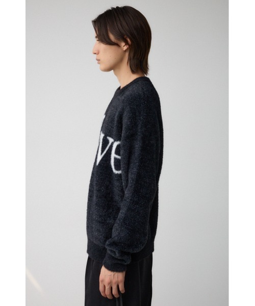 AZUL by moussy(アズールバイマウジー)の「シャギージャガードロゴニット(Tシャツ/カットソー・メンズ・ライトグレー/ブラック/ピンク/グリーン・FREE)」の9枚目の写真