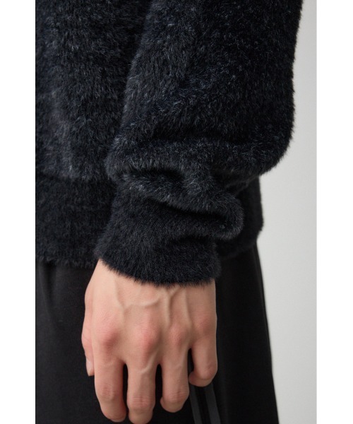 AZUL by moussy(アズールバイマウジー)の「シャギージャガードロゴニット(Tシャツ/カットソー・メンズ・ライトグレー/ブラック/ピンク/グリーン・FREE)」の14枚目の写真