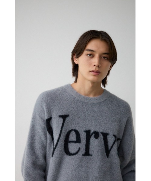 AZUL by moussy(アズールバイマウジー)の「シャギージャガードロゴニット(Tシャツ/カットソー・メンズ・ライトグレー/ブラック/ピンク/グリーン・FREE)」の16枚目の写真