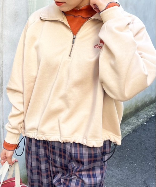 DOUBLE NAME（ダブルネーム）の「ラグランラメハーフZIPプルオーバー 