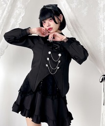 レースアップVヨークフリルブラウス