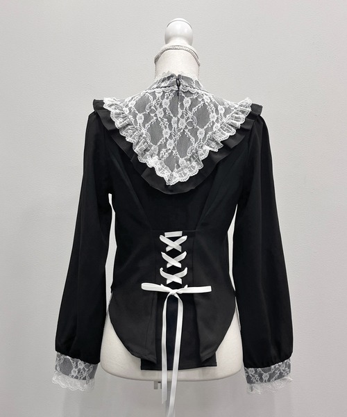 DearMyLove（ディアマイラブ）の「レースアップVヨークフリルブラウス（シャツ/ブラウス・レディース・ホワイト/ボルドー/ブラック・3L/MEDIUM/LARGE/LL）」の16枚目の写真