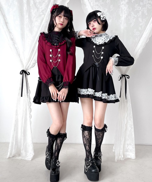 DearMyLove（ディアマイラブ）の「レースアップVヨークフリルブラウス（シャツ/ブラウス・レディース・ホワイト/ボルドー/ブラック・3L/MEDIUM/LARGE/LL）」の7枚目の写真