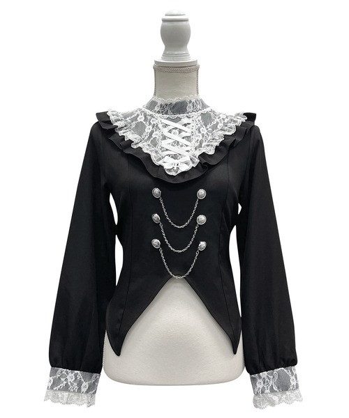 DearMyLove（ディアマイラブ）の「レースアップVヨークフリルブラウス（シャツ/ブラウス・レディース・ホワイト/ボルドー/ブラック・3L/MEDIUM/LARGE/LL）」の15枚目の写真