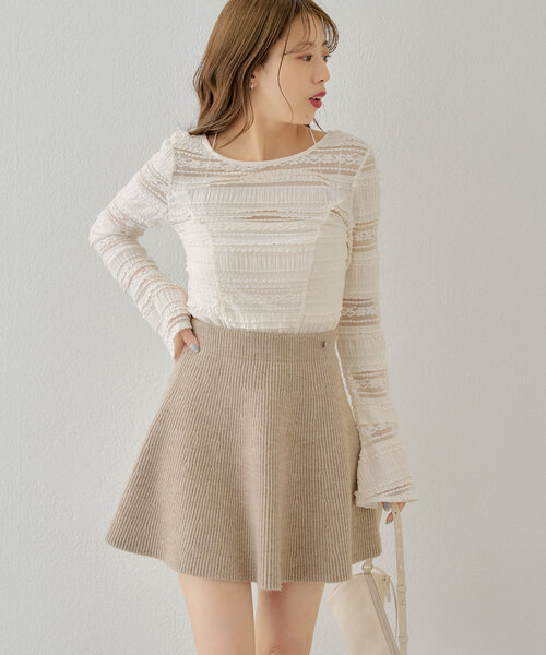 セットアップ対応】リブフレアミニスカート（スカート）｜Chico（チコ