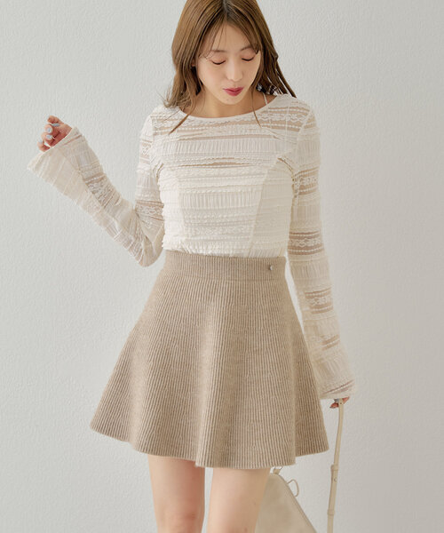 セットアップ対応】リブフレアミニスカート（スカート）｜Chico（チコ