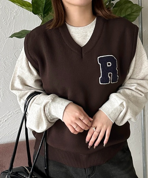 apres jour mignon(アプレジュールミニョン)の「【apresjour mignon】ユニセックスワンポイントニットベスト【ZOZOTOWN限定アイテム】(ベスト・レディース・ブラウン系その他/ネイビー・フリー/X-LARGE)」の7枚目の写真