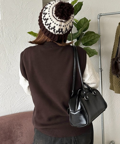apres jour mignon(アプレジュールミニョン)の「【apresjour mignon】ユニセックスワンポイントニットベスト【ZOZOTOWN限定アイテム】(ベスト・レディース・ブラウン系その他/ネイビー・フリー/X-LARGE)」の9枚目の写真