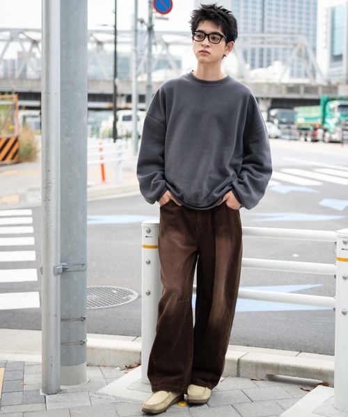 WEGO（ウィゴー）の「WEGO/イージーバレルレッグコーデュロイパンツ（チノパンツ・メンズ・チャコール/ブラウン・LARGE/MEDIUM）」の15枚目の写真