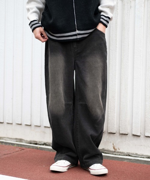 WEGO（ウィゴー）の「WEGO/イージーバレルレッグコーデュロイパンツ（チノパンツ・メンズ・チャコール/ブラウン・LARGE/MEDIUM）」の5枚目の写真