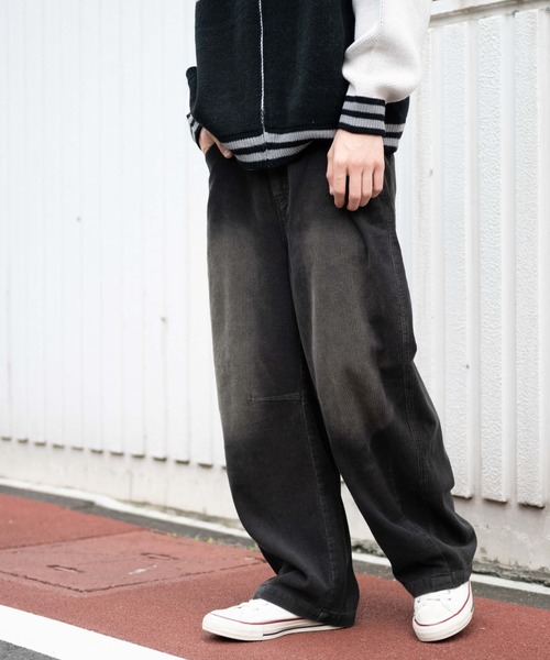 WEGO（ウィゴー）の「WEGO/イージーバレルレッグコーデュロイパンツ（チノパンツ・メンズ・チャコール/ブラウン・LARGE/MEDIUM）」の6枚目の写真