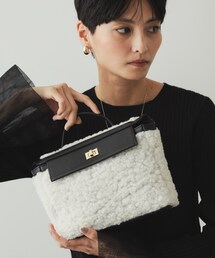 OPAQUE.CLIP | 【2WAY】ボアトリミングスクエアデザインバッグ(ハンドバッグ)