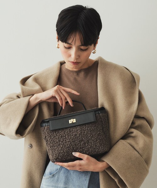 OPAQUE.CLIP（オペークドットクリップ）の「【2WAY】ボアトリミングスクエアデザインバッグ（ハンドバッグ・レディース・チャコールグレー/オフホワイト・00）」の20枚目の写真