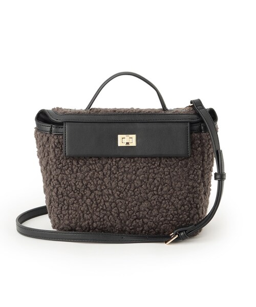 OPAQUE.CLIP（オペークドットクリップ）の「【2WAY】ボアトリミングスクエアデザインバッグ（ハンドバッグ・レディース・チャコールグレー/オフホワイト・00）」の6枚目の写真