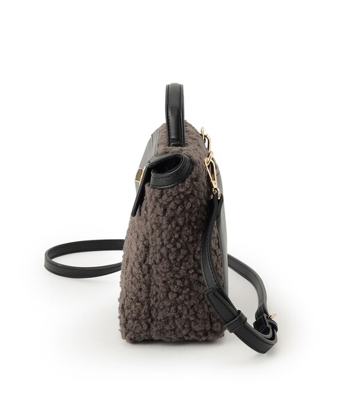 OPAQUE.CLIP（オペークドットクリップ）の「【2WAY】ボアトリミングスクエアデザインバッグ（ハンドバッグ・レディース・チャコールグレー/オフホワイト・00）」の7枚目の写真