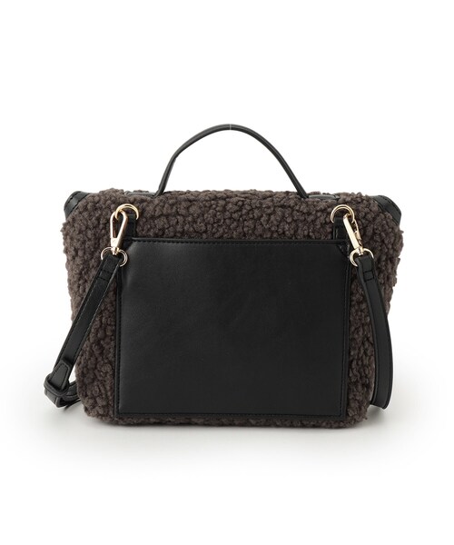 OPAQUE.CLIP（オペークドットクリップ）の「【2WAY】ボアトリミングスクエアデザインバッグ（ハンドバッグ・レディース・チャコールグレー/オフホワイト・00）」の8枚目の写真