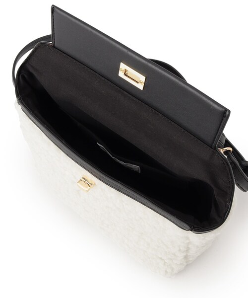 OPAQUE.CLIP（オペークドットクリップ）の「【2WAY】ボアトリミングスクエアデザインバッグ（ハンドバッグ・レディース・チャコールグレー/オフホワイト・00）」の10枚目の写真