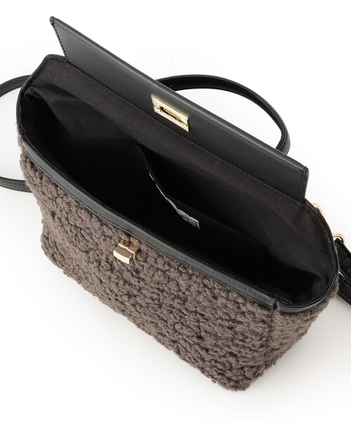 OPAQUE.CLIP（オペークドットクリップ）の「【2WAY】ボアトリミングスクエアデザインバッグ（ハンドバッグ・レディース・チャコールグレー/オフホワイト・00）」の11枚目の写真