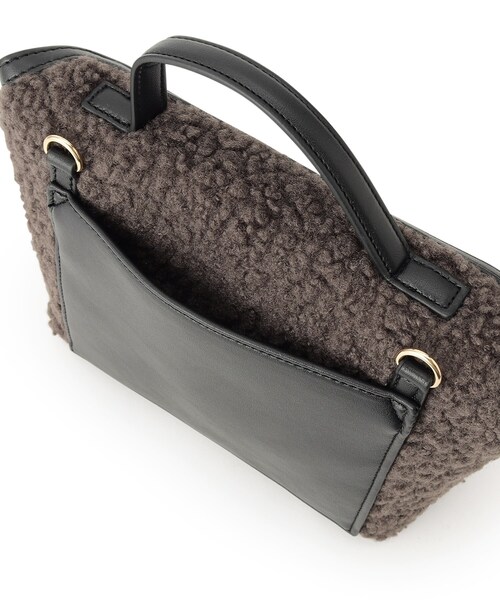 OPAQUE.CLIP（オペークドットクリップ）の「【2WAY】ボアトリミングスクエアデザインバッグ（ハンドバッグ・レディース・チャコールグレー/オフホワイト・00）」の13枚目の写真