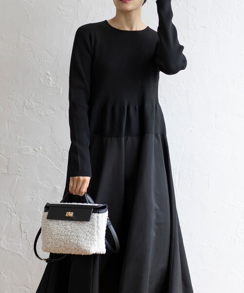 OPAQUE.CLIP（オペークドットクリップ）の「【2WAY】ボアトリミングスクエアデザインバッグ（ハンドバッグ・レディース・チャコールグレー/オフホワイト・00）」の14枚目の写真