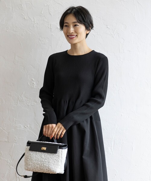 OPAQUE.CLIP（オペークドットクリップ）の「【2WAY】ボアトリミングスクエアデザインバッグ（ハンドバッグ・レディース・チャコールグレー/オフホワイト・00）」の15枚目の写真