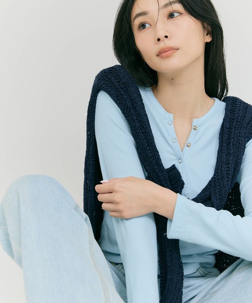 BLUE×PALANG(ブルーパラン)の「BUTTON T-SHIRT(Tシャツ/カットソー・レディース・ライトブルー/ロイヤルブルー・FREE)」の21枚目の写真