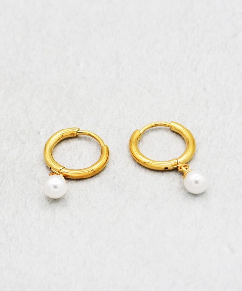 Diliraba（ディリラバ）の「【Diliraba】ステンレスフープ 揺れるパールピアスセット（ピアス（両耳用）・レディース・シルバー/ゴールド・FREE）」の8枚目の写真