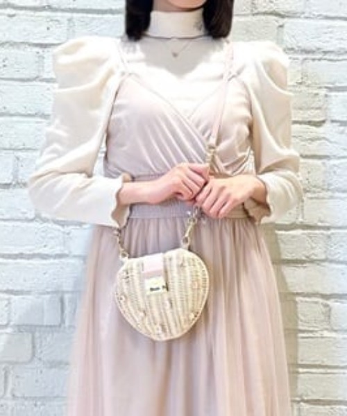 SAMANTHAVEGA（サマンサベガ）の「ジュエリーハート型ショルダーかごバッグ（ショルダーバッグ・レディース・キャメル/ピンク/オフホワイト・FREE）」の2枚目の写真