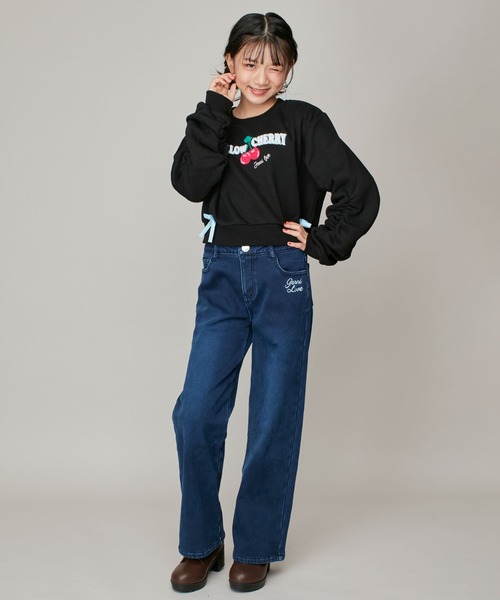 JENNI love（ジェニィラブ）の「【あったか】裏起毛チェリーサガラトレーナー（スウェット・キッズ・オフホワイト/ブラック/サックスブルー・130cm/140cm/150cm/160cm）」の6枚目の写真