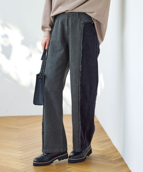 細見せ！フリンジデニムパンツ７０丈（その他パンツ）｜UNDOVE（アンドゥーブ）