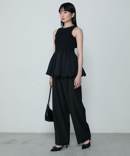 le ELMi（ルエルミ）の「Balloon american sleeve tanktop with cups / カップイン バルーン アメスリタンク（タンクトップ・レディース・ブラック/チャコールグレー/オフホワイト・FREE）」の6枚目の写真