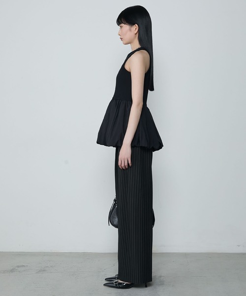 le ELMi（ルエルミ）の「Balloon american sleeve tanktop with cups / カップイン バルーン アメスリタンク（タンクトップ・レディース・ブラック/チャコールグレー/オフホワイト・FREE）」の7枚目の写真