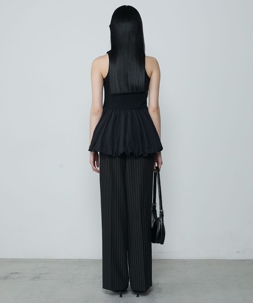 le ELMi（ルエルミ）の「Balloon american sleeve tanktop with cups / カップイン バルーン アメスリタンク（タンクトップ・レディース・ブラック/チャコールグレー/オフホワイト・FREE）」の8枚目の写真