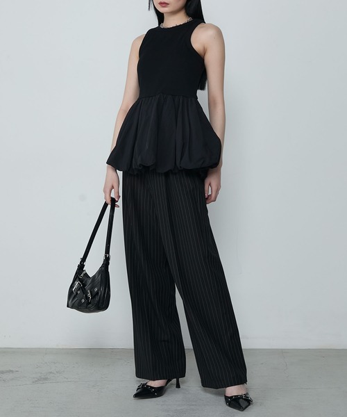 le ELMi（ルエルミ）の「Balloon american sleeve tanktop with cups / カップイン バルーン アメスリタンク（タンクトップ・レディース・ブラック/チャコールグレー/オフホワイト・FREE）」の18枚目の写真