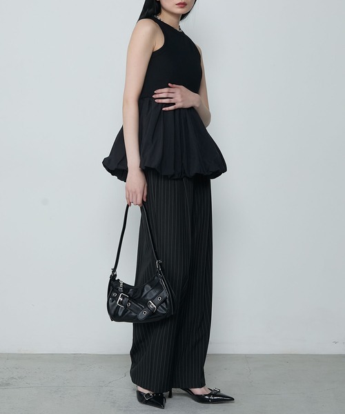 le ELMi（ルエルミ）の「Balloon american sleeve tanktop with cups / カップイン バルーン アメスリタンク（タンクトップ・レディース・ブラック/チャコールグレー/オフホワイト・FREE）」の19枚目の写真