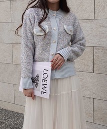 CORNERS | カラーネップノーカラーニットジャケット(カーディガン/ボレロ)