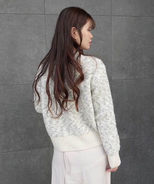 CORNERS（コーナーズ）の「カラーネップノーカラーニットジャケット（カーディガン/ボレロ・レディース・ベージュ/ブルー/グレー/ピンク・M）」の5枚目の写真