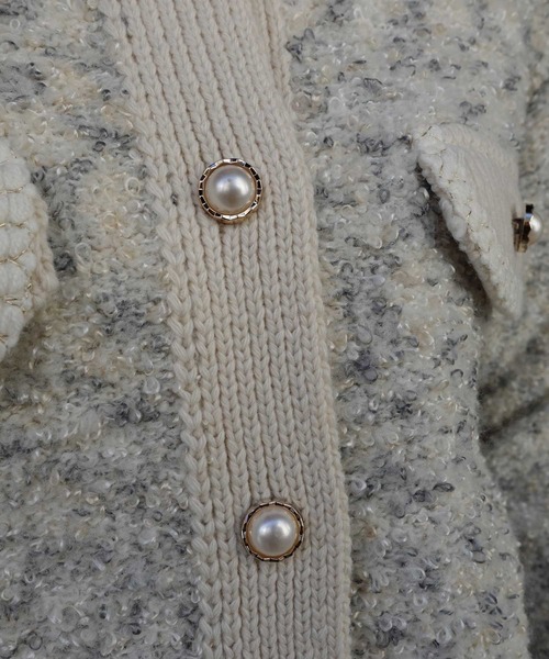 CORNERS（コーナーズ）の「カラーネップノーカラーニットジャケット（カーディガン/ボレロ・レディース・ベージュ/ブルー/グレー/ピンク・M）」の8枚目の写真