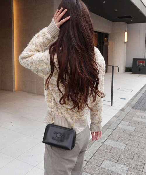 CORNERS（コーナーズ）の「カラーネップノーカラーニットジャケット（カーディガン/ボレロ・レディース・ベージュ/ブルー/グレー/ピンク・M）」の16枚目の写真