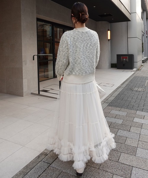 CORNERS（コーナーズ）の「カラーネップノーカラーニットジャケット（カーディガン/ボレロ・レディース・ベージュ/ブルー/グレー/ピンク・M）」の17枚目の写真