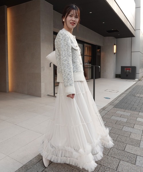 CORNERS（コーナーズ）の「カラーネップノーカラーニットジャケット（カーディガン/ボレロ・レディース・ベージュ/ブルー/グレー/ピンク・M）」の22枚目の写真