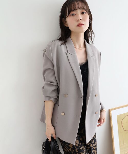 le.coeur blanc（ルクールブラン）の「メッシュダブルブレストジャケット（その他トップス・レディース・ネイビー/グレー/ベージュ/ブラック/ブラウン/グレイッシュベージュ・38）」の5枚目の写真