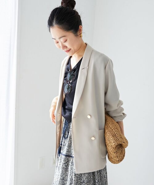 le.coeur blanc（ルクールブラン）の「メッシュダブルブレストジャケット（その他トップス・レディース・ネイビー/グレー/ベージュ/ブラック/ブラウン/グレイッシュベージュ・38）」の11枚目の写真