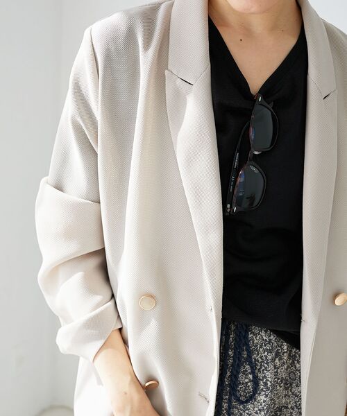 le.coeur blanc（ルクールブラン）の「メッシュダブルブレストジャケット（その他トップス・レディース・ネイビー/グレー/ベージュ/ブラック/ブラウン/グレイッシュベージュ・38）」の17枚目の写真