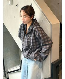 ジップ コットン パーカー チェック柄 カジュアル 韓国 nr8331 ジップ コットン パーカー チェック柄 カジュアル 韓国 nr8331