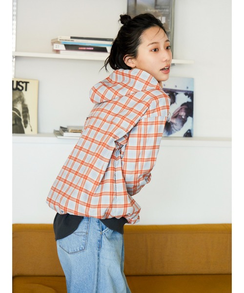 Ungrid（アングリッド）の「【WEB限定】チェックアノラックパーカー（パーカー・レディース・グリーン/チャコールグレー/オレンジ/グレー・FREE）」の12枚目の写真