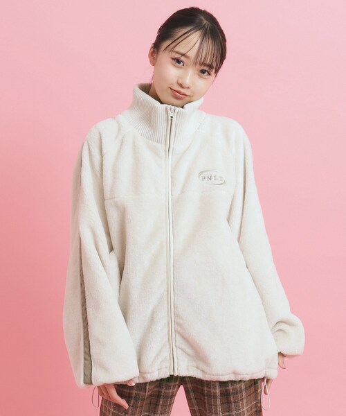 フェイクファーリブハイネックジャケット（ブルゾン）｜PINK-latte（ピンクラテ）
