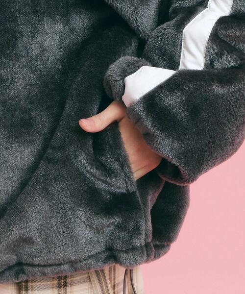 セール】フェイクファーリブハイネックジャケット（ブルゾン）｜PINK