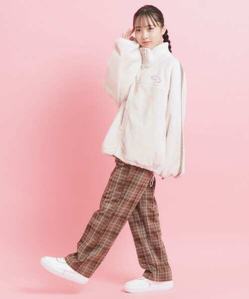 セール】フェイクファーリブハイネックジャケット（ブルゾン）｜PINK